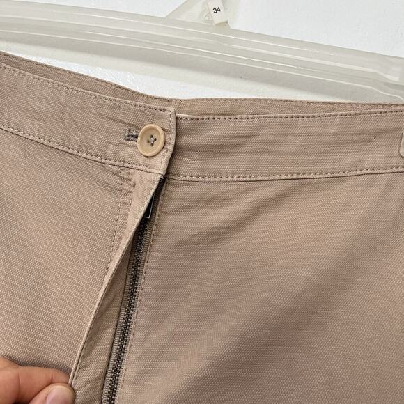 Eileen Fisher Cotton Hemp Cropped Straight Leg Pants Size L Tan Career Neutral - Picture 5 of 8